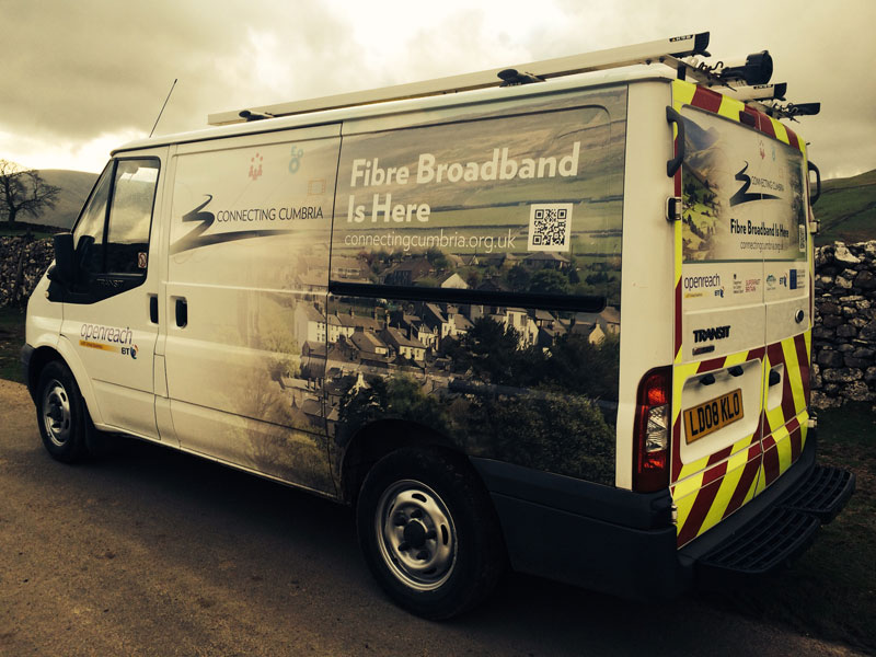 Fell End Broadband. Technical team arrives to begin connecting the fibre to the properties
