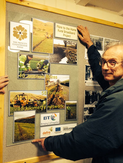 Fell End Broadband. Project display board going up in Ravenstonedale Parish Council's head quarters, known as High Chapel. With Council chairman Ernest Leach