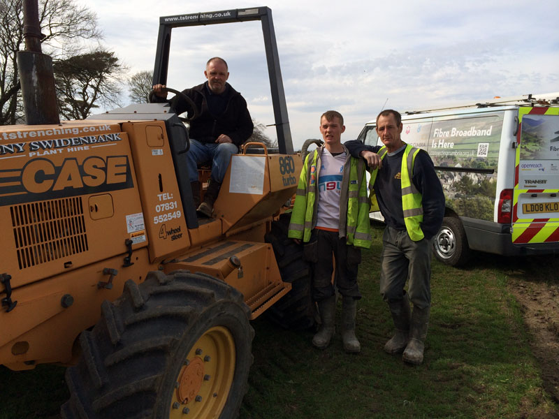 Fell End Broadband. Civil Engineering Team from TS Trenching, Tony Swidenbank, Ross Swidenbank and Graham Knowles