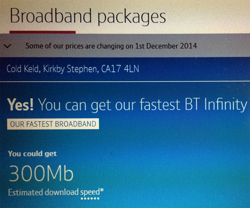 Fell End broadband order form