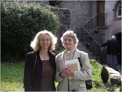 Jan Tringham, Headmistress of the Ravenstonedale village Primary School and Ann Gray the final Minister, after the service