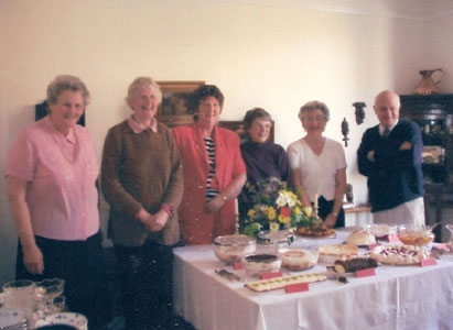 L to R: Jean Ousby, Margaret Atkinson, Joyce Allinson, Mary Irwin, Wendy and Alan Hunter. 2004