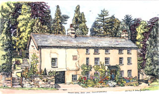 Sketch by Caroline Metcalfe Gibson. Manor House, Back Lane, Ravenstonedale